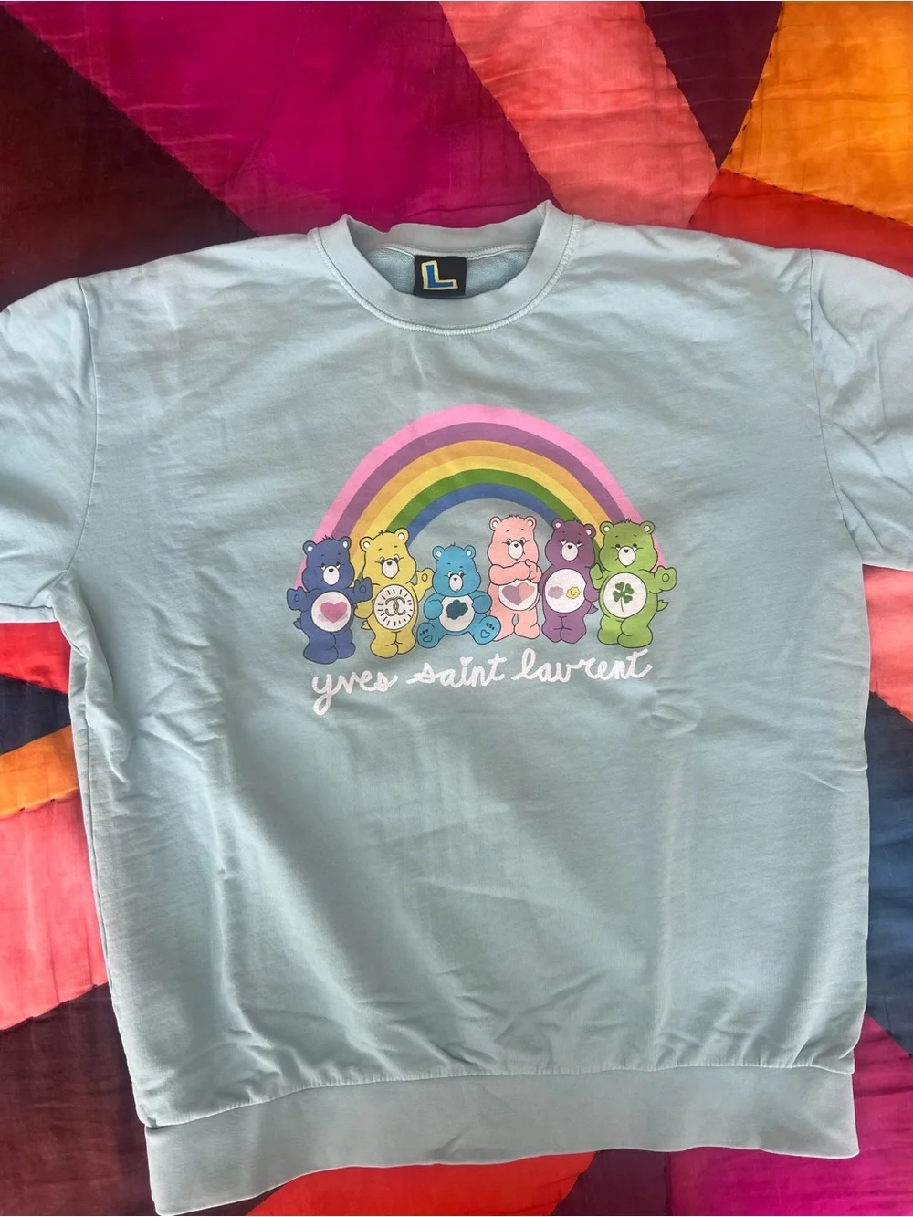 Mega Yacht Care Bears Rainbow Graphic Crewneck Sweatshirt